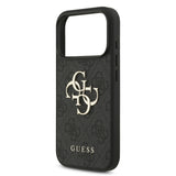Husa spate GUESS pentru Apple iPhone 18 Pro, PU 4G Metal Logo, Gri