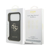 Husa spate GUESS pentru Apple iPhone 18 Pro, PU 4G Metal Logo, Gri