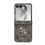 Husa telefon GUESS pentru Samsung Galaxy Z Flip 8, PU 4G Metal Logo, Maro