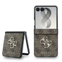 Husa telefon GUESS pentru Samsung Galaxy Z Flip 8, PU 4G Metal Logo, Maro