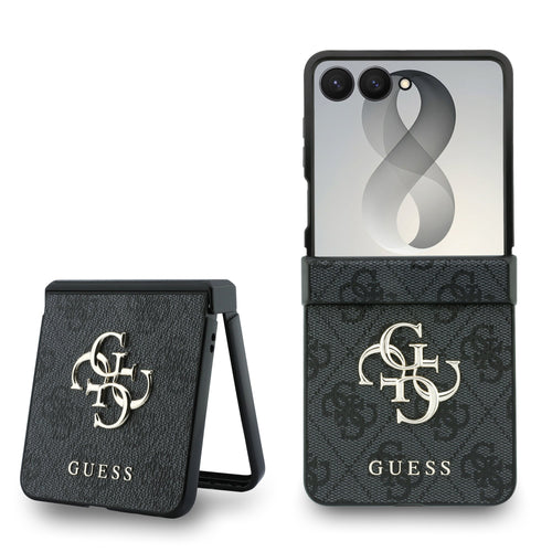 Husa telefon Guess pentru Samsung Galaxy Z Flip 8, PU 4G Metal Logo, Gri