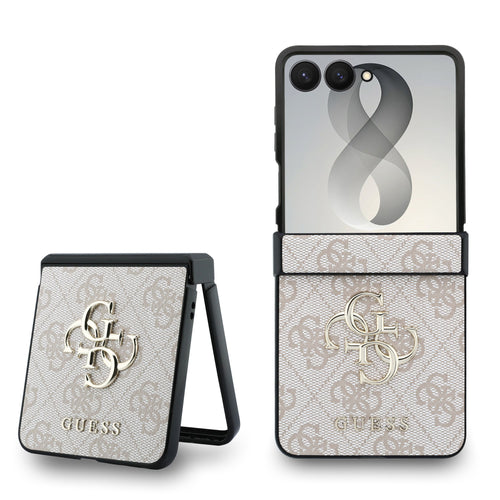 Husa telefon Guess pentru Samsung Galaxy Z Flip 8, PU 4G Metal Logo, Roz