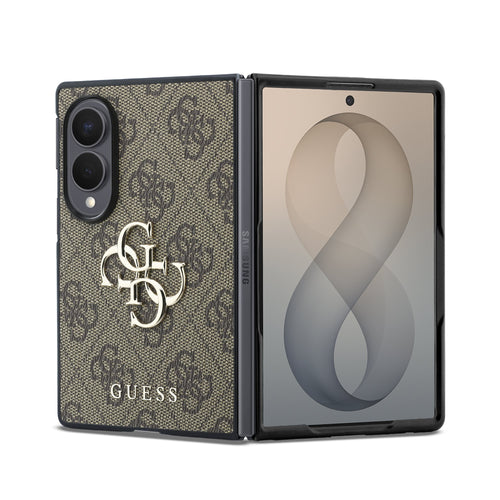 Husa telefon pentru Samsung Galaxy Z Fold 8, GUESS PU 4G Metal Logo, Maro
