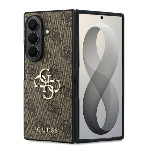 Husa telefon Guess pentru Samsung Galaxy Z Fold 8 Ultra, PU 4G Metal Logo, Maro