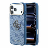 Husa spate Guess pentru Apple iPhone 18 Pro Max, PU 4G Resin Metal Logo, Albastra