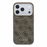 Husa telefon pentru Apple iPhone 18 Pro Max, Guess PU 4G Resin Metal Logo, Maro