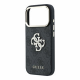 Husa spate Guess pentru Apple iPhone 18 Pro, PU 4G Strass Metal Logo, Neagra