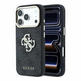 Husa spate Guess pentru Apple iPhone 18 Pro, PU 4G Strass Metal Logo, Neagra