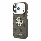 Husa telefon pentru Apple iPhone 18 Pro / 17 Pro, GUESS PU 4G Strass Metal Logo, Maro