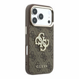 Husa telefon pentru Apple iPhone 18 Pro / 17 Pro, GUESS PU 4G Strass Metal Logo, Maro