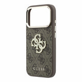 Husa telefon pentru Apple iPhone 18 Pro / 17 Pro, GUESS PU 4G Strass Metal Logo, Maro