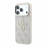 Husa spate Guess pentru Apple iPhone 18 Pro Max / 17 Pro Max, PU 4G Strass Metal Logo, Roz