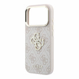 Husa spate Guess pentru Apple iPhone 18 Pro Max / 17 Pro Max, PU 4G Strass Metal Logo, Roz