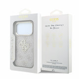 Husa spate Guess pentru Apple iPhone 18 Pro Max / 17 Pro Max, PU 4G Strass Metal Logo, Roz