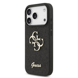 Husa telefon pentru Apple iPhone 18 Pro Max, GUESS PU Glitter 4G Metal Logo, Neagra