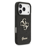 Husa telefon pentru Apple iPhone 18 Pro Max, GUESS PU Glitter 4G Metal Logo, Neagra