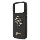 Husa telefon pentru Apple iPhone 18 Pro Max, GUESS PU Glitter 4G Metal Logo, Neagra