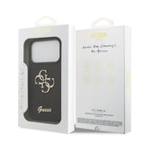 Husa telefon pentru Apple iPhone 18 Pro Max, GUESS PU Glitter 4G Metal Logo, Neagra