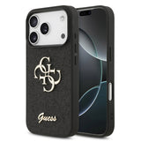 Husa telefon pentru Apple iPhone 18 Pro Max, GUESS PU Glitter 4G Metal Logo, Neagra