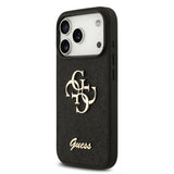 Husa spate GUESS pentru Apple iPhone 18 Pro, PU Glitter 4G Metal Logo, Neagra
