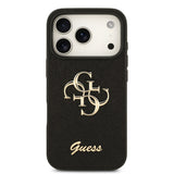 Husa spate GUESS pentru Apple iPhone 18 Pro, PU Glitter 4G Metal Logo, Neagra