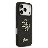 Husa spate GUESS pentru Apple iPhone 18 Pro, PU Glitter 4G Metal Logo, Neagra