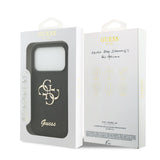 Husa spate GUESS pentru Apple iPhone 18 Pro, PU Glitter 4G Metal Logo, Neagra