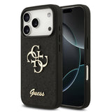 Husa spate GUESS pentru Apple iPhone 18 Pro, PU Glitter 4G Metal Logo, Neagra
