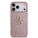 Husa telefon GUESS pentru Apple iPhone 18 Pro Max, PU Fixed Glitter 4G Metal Logo, Roz
