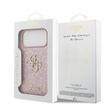 Husa telefon GUESS pentru Apple iPhone 18 Pro Max, PU Fixed Glitter 4G Metal Logo, Roz