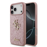 Husa telefon GUESS pentru Apple iPhone 18 Pro Max, PU Fixed Glitter 4G Metal Logo, Roz