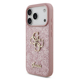 Husa spate GUESS pentru Apple iPhone 18 Pro, PU Fixed Glitter 4G Metal Logo, Roz