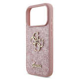Husa spate GUESS pentru Apple iPhone 18 Pro, PU Fixed Glitter 4G Metal Logo, Roz