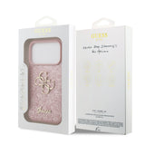 Husa spate GUESS pentru Apple iPhone 18 Pro, PU Fixed Glitter 4G Metal Logo, Roz