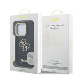 Husa cu inel Guess compatibila cu iPhone 15 Pro, TPU, Negru