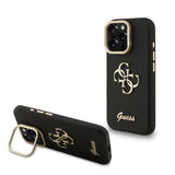 Husa cu inel Guess compatibila cu iPhone 15 Pro, TPU, Negru