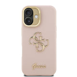 Husa cu inel Guess compatibila cu iPhone 16, TPU, Roz