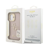 Husa cu inel Guess compatibila cu iPhone 16, TPU, Roz