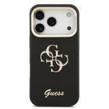 Husa cu inel Guess compatibila cu iPhone 17 Pro Max, TPU, eco-piele, Negru