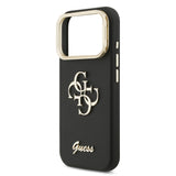 Husa cu inel Guess compatibila cu iPhone 17 Pro Max, TPU, eco-piele, Negru