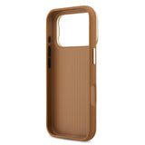 Husa telefon GUESS pentru Apple iPhone 17 Pro Max, PU Grained 4G Logo Stand Camera Frame, Maro