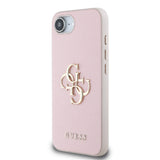 Husa spate Guess pentru Apple iPhone 16e / 17e, PU Grained 4G Metal Logo, Roz