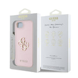 Husa spate Guess pentru Apple iPhone 16e / 17e, PU Grained 4G Metal Logo, Roz