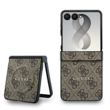 Husa telefon GUESS pentru Samsung Galaxy Z Flip 8, Piele PU, Inchidere magnetica, Maro