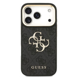 Husa spate din piele PU pentru Apple iPhone 18 Pro Max, GUESS, Logo metalic 4G, rama aurie, Neagra