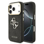 Husa spate din piele PU pentru Apple iPhone 18 Pro Max, GUESS, Logo metalic 4G, rama aurie, Neagra