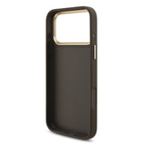 Husa spate Guess pentru Apple iPhone 18 Pro Max, PU Leather 4G Metal Logo Gold Frame, Maro