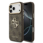 Husa spate Guess pentru Apple iPhone 18 Pro Max, PU Leather 4G Metal Logo Gold Frame, Maro