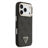 Husa telefon pentru Apple iPhone 18 Pro Max, Guess PU 4G Strass Triangle Logo Gold Frame MagSafe, Neagra