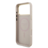 Husa telefon Guess pentru Apple iPhone 18 Pro, PU 4G Strass Triangle Logo Gold Frame, MagSafe, Roz